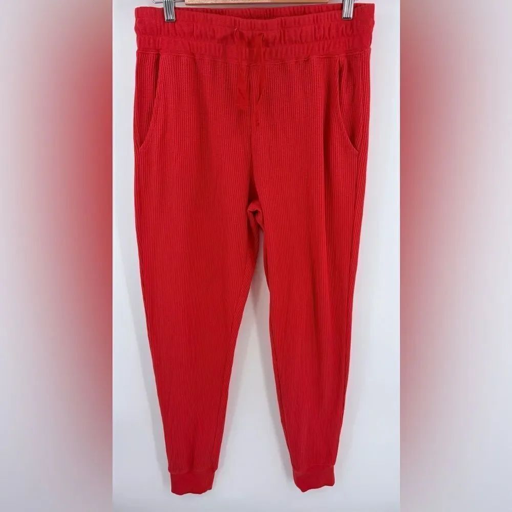 Zyia Active women’s waffle knit high rise jogger berry loungewear size XL